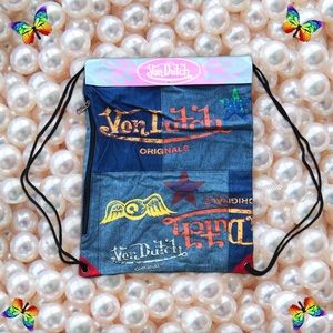 🧵✖️Von Dutch Denim Patchwork Drawstring Bag ✖️🧵